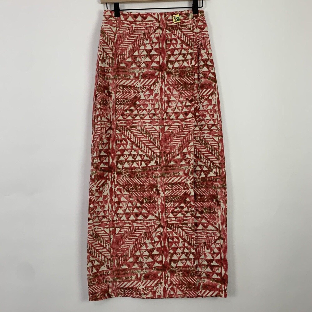 Vintage Cambridge Dry Goods Geometric Boho Print Wrap Maxi Skirt Fits 26" Waist